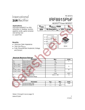 IRF8915TRPBF datasheet  